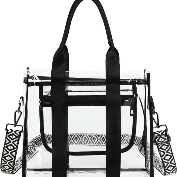 Clear Tote Bag Waterproof Large Crossbody Stadium Approved for Events - Picture 1 of 7